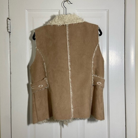 Vintage Montanaco Tan Shearling Vest Faux Leather - Picture 8 of 12